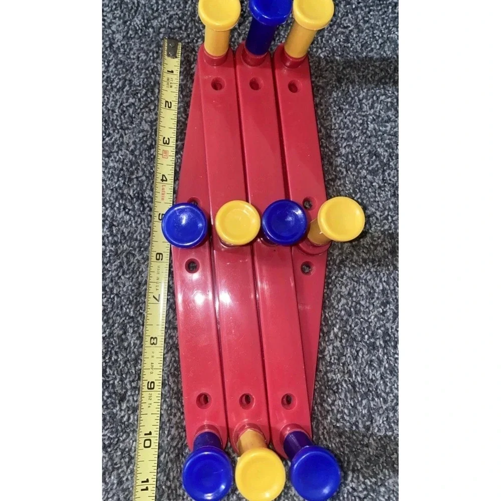 Vintage Accordion Plastic 10 Peg Rack Hanger Wall Coat Kids Primary Colors